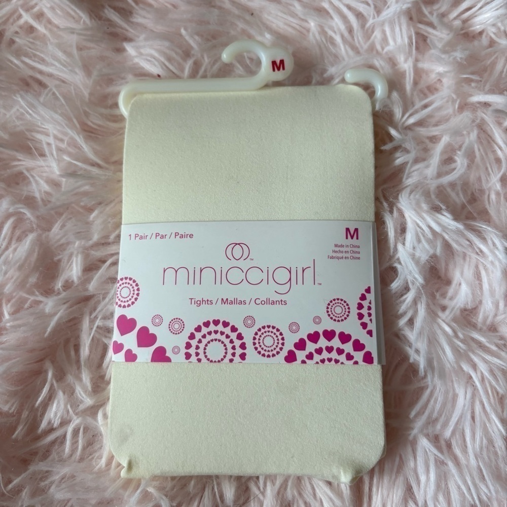 Minicci Cream Tights NEW Medium 4-6 Off White